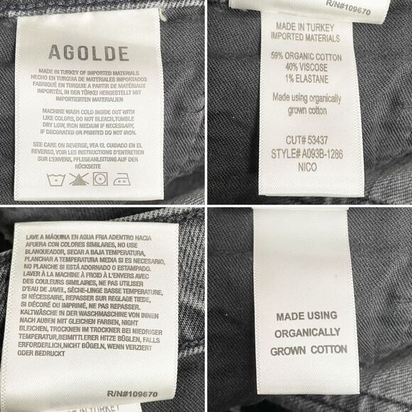 AGOLDE Nico High Rise Cropped Slim Jeans Gray Ceremony Wash Button Fly Size 29 - Picture 11 of 12